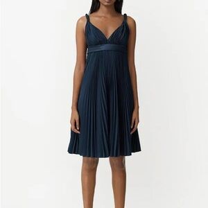 Burberry Navy Blue Pleated Dress